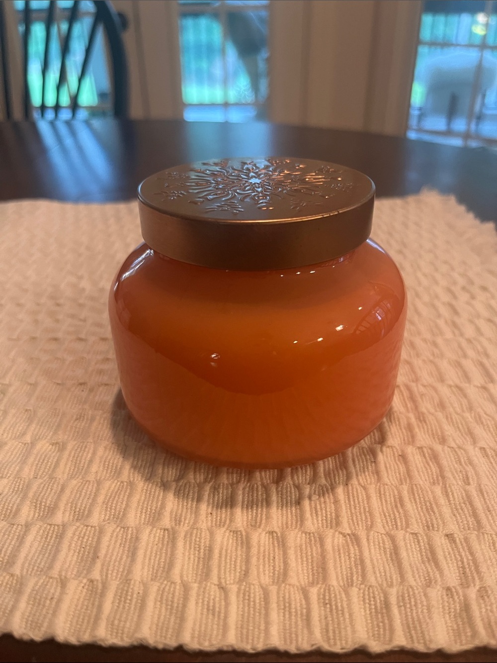 Glazed Orange Glass Jar Candle with Bronze Lid candle